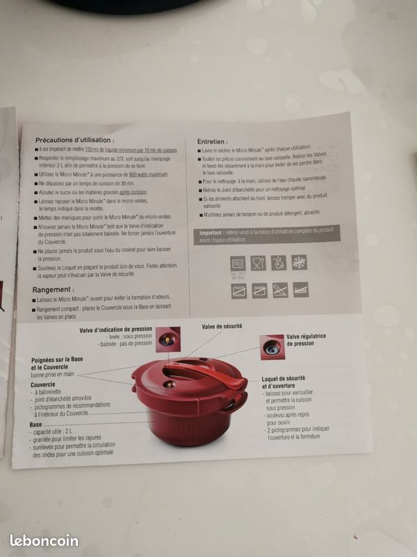 MICRO MINUTE TUPPERWARE avec son sac de rangement micro pressure cooker neuf EUR 85,00 - PicClick FR