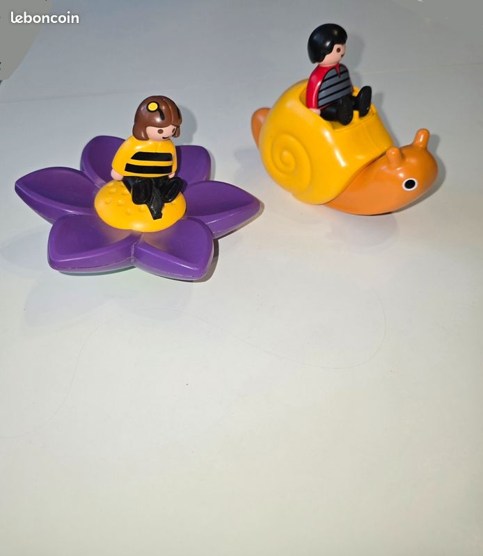 123 playmobil lot fleur à bascule 6756 et escargot à bascule 6755 complets (image 1)