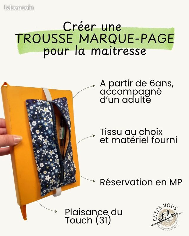 Atelier couture Parent-Enfant – Créer une TROUSSE MARQUE-PAGE pour la maîtresse (image 2)