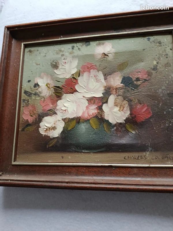 Peinture 35 / 27 cm Charles Edouard Peinture 35 / 27 cm celui-ci a des taches voir tableau je ne sais pas comment le nettoyer (image 6)