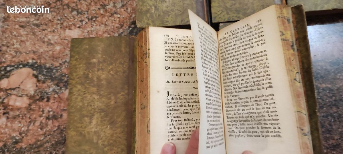 Lettres angloises, ou Histoire de Miss Clarisse Harlove. Nouvelle édition, augmentée de l'Eloge de Richardson, des lettres posthules & du testament de Clarisse.(Complet, 14 volumes reliés 7 tomes). (image 14)