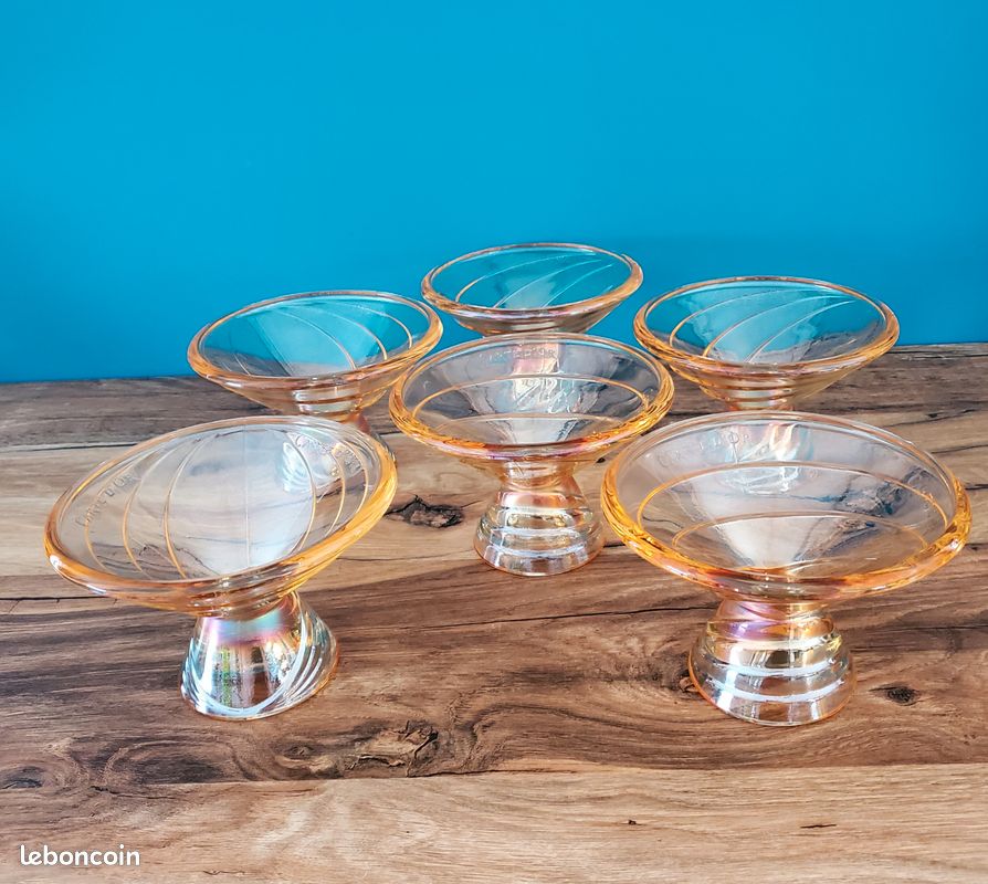 Coupe à Glace Vintage Art Déco – Verre Transparent, Style Bistrot
