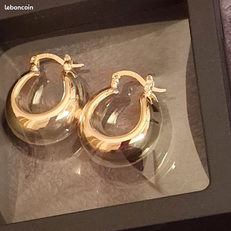 Plaquées Or en Acier Inoxydable, Boucles d’Oreilles Créoles Neuves (image 4)