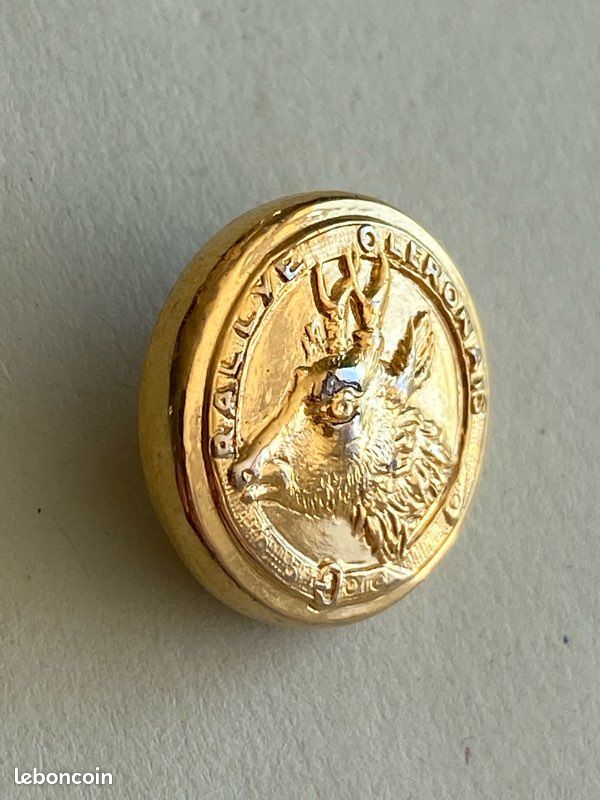 Ancien Bouton Corne Venerie Chasse Cerf Équipage - 17 Mm - Collection France