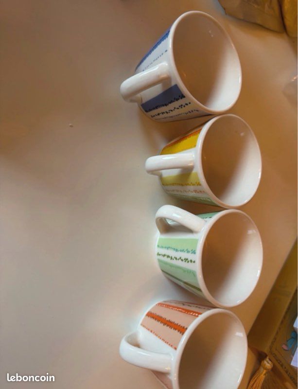 Lot 4 Tasses à Café Expresso Abifel Rayées Occasion Excellent état