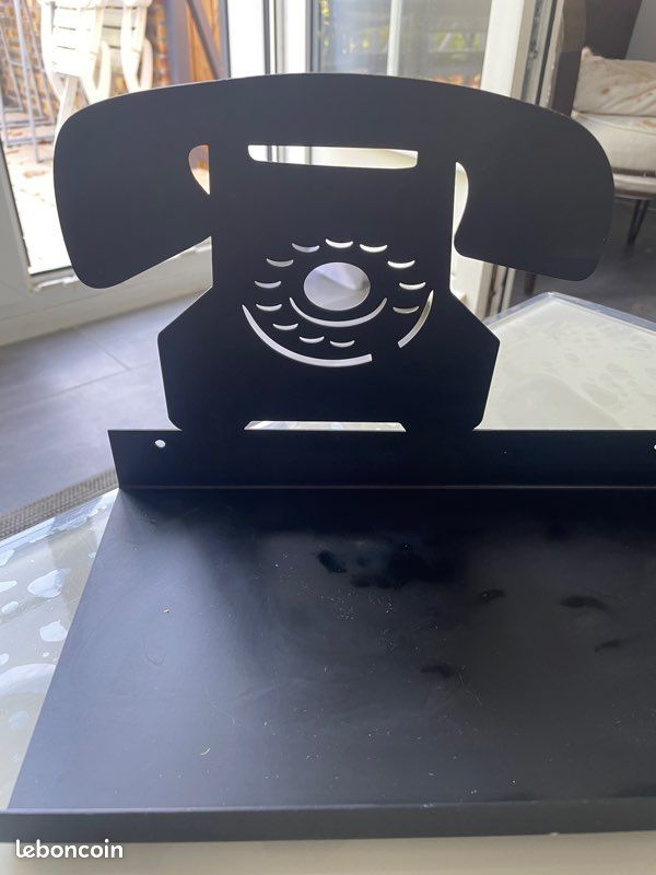 Étagère murale motif téléphone métal noir (image 3)