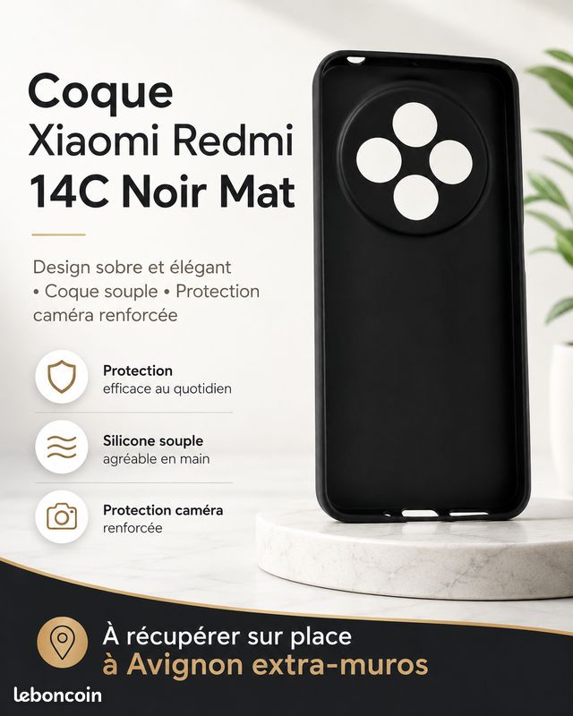 Coque Xiaomi Redmi 14C noir mat – très bon état (image 5)