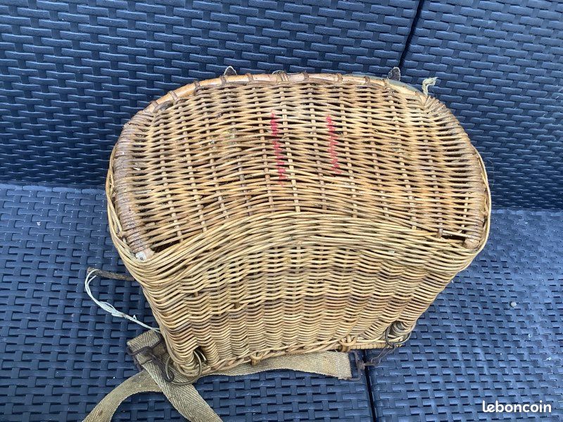 Ancienne Bourriche Sporsac Lyon – Panier De Pêche En Osier Et Tissu, Vert, Truite