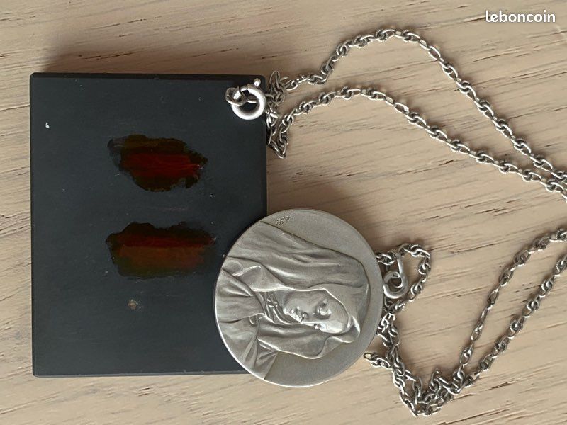 Médaille Religieuse Ancienne Argent Massif Vierge Miraculeuse Boucle Oreille 925