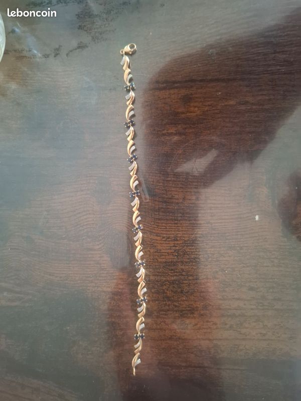 Bracelet 18cm or 18K et Saphirs (image 1)