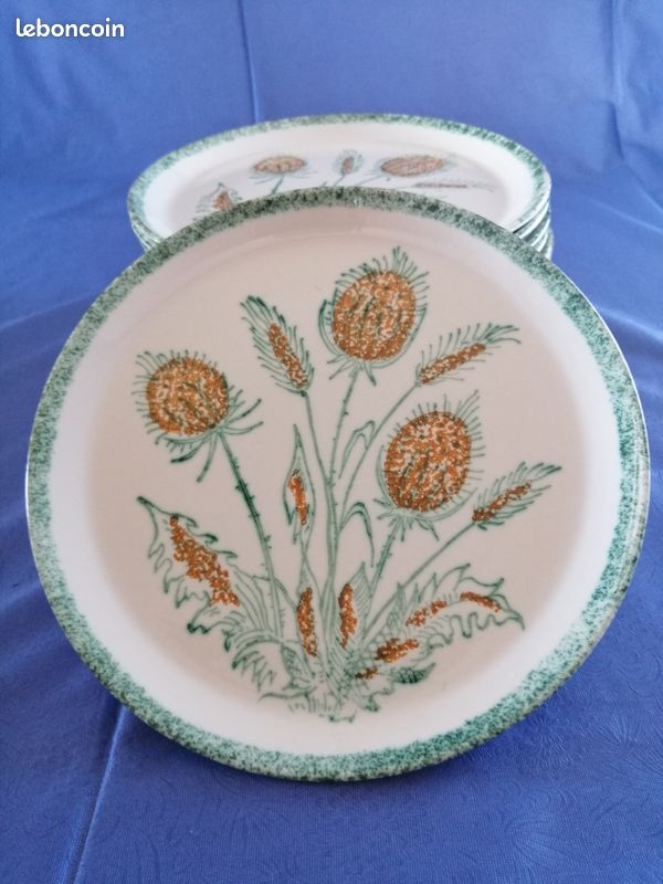 12 assiettes motif floral chardons (image 2)