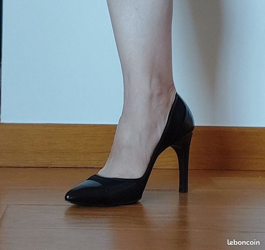Escarpins noirs en cuir et résille François NAJAR (image 5)
