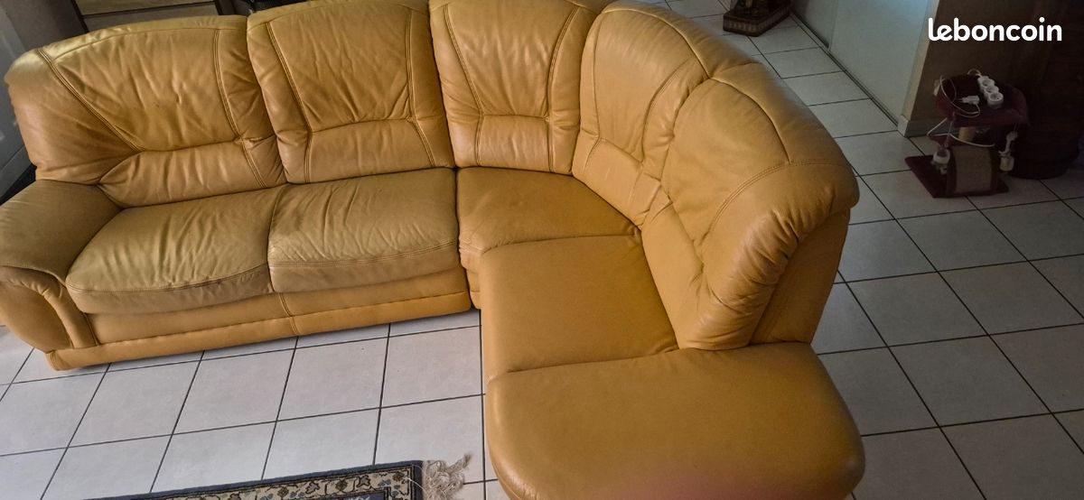 Canapé angle et fauteuil cuir veritable (image 10)