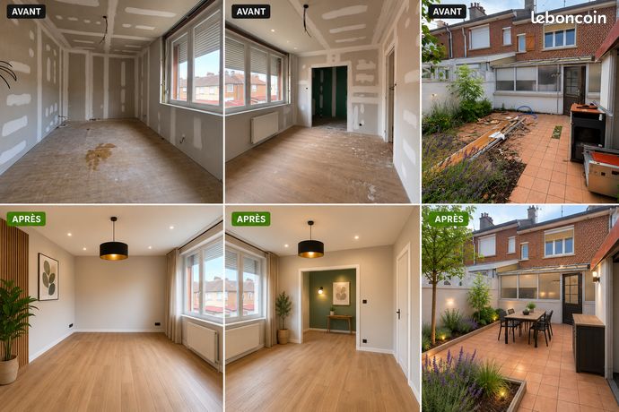 Maison 3 chambres entièrement rénovée – 85 m² – Garage – Jardin – Le Quesnoy