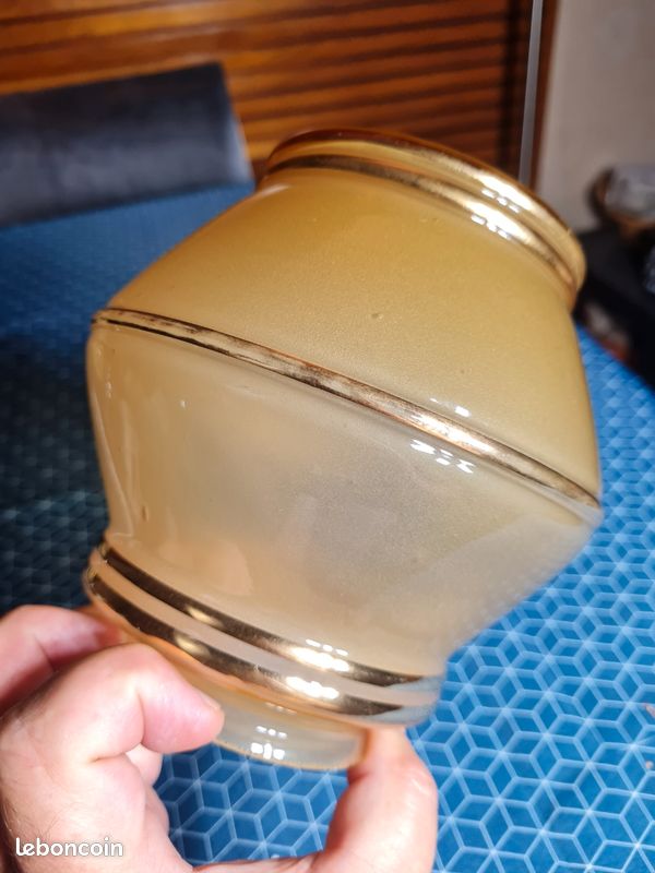 Abat-jour globe verre couleur miel pour lampe ou luminaire vintage art déco (image 4)