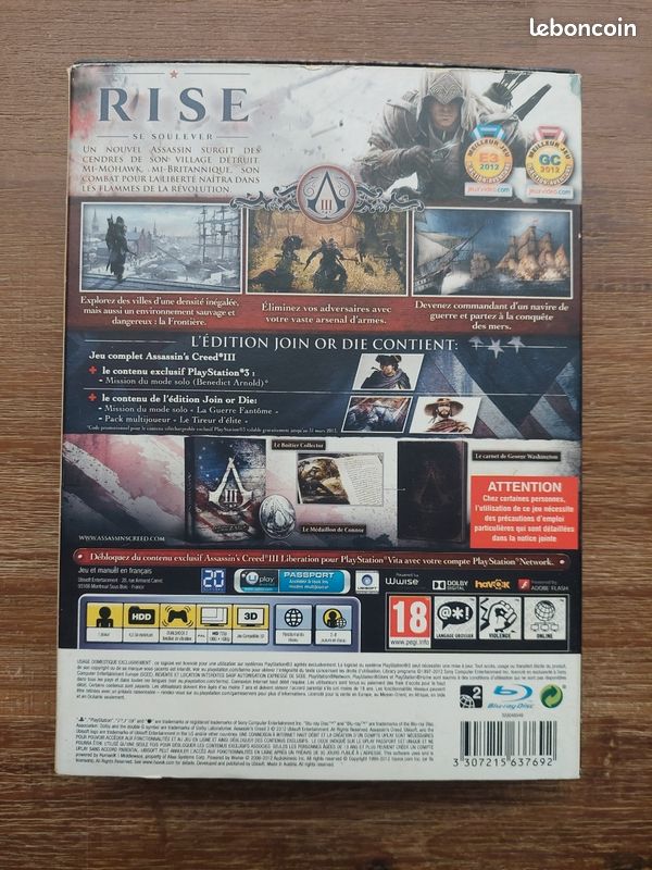 Assassin'S Creed 3 édition Join Or Die - PS3