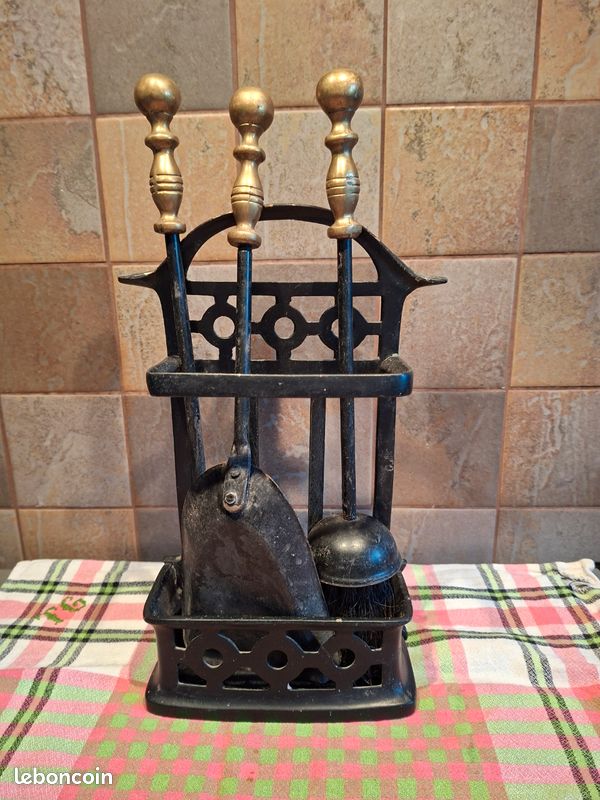 Ancien Serviteur De Cheminée – Pincettes, Pince, Accessoires Vintage