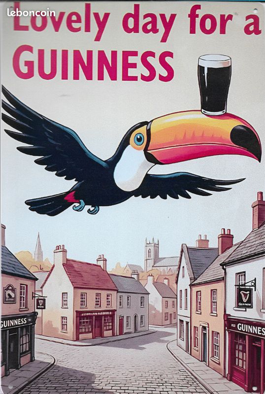 Plaque Métal Publicitaire Bombée 20x30cm - GUINNESS CHEVAL, émaillée, Neuve