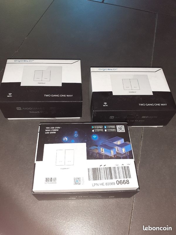 Lot de 3 Interrupteur connecté wifi aigosta WiFi Alexar (image 1)