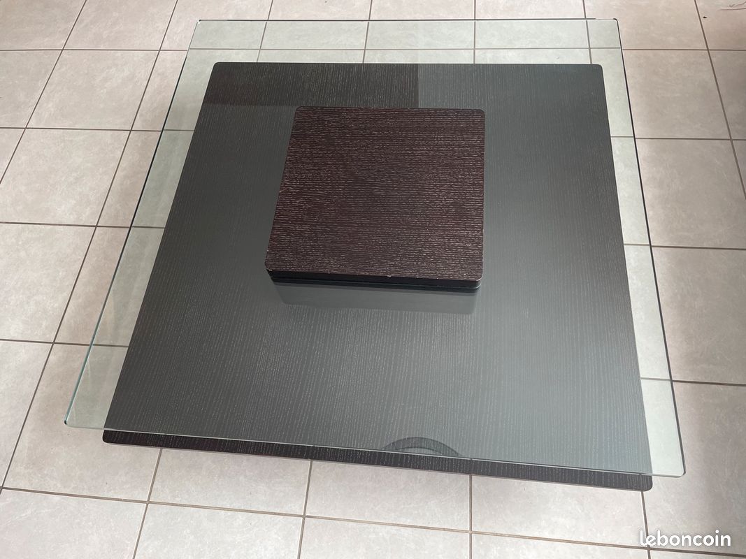 Table basse bois et verre (image 1)