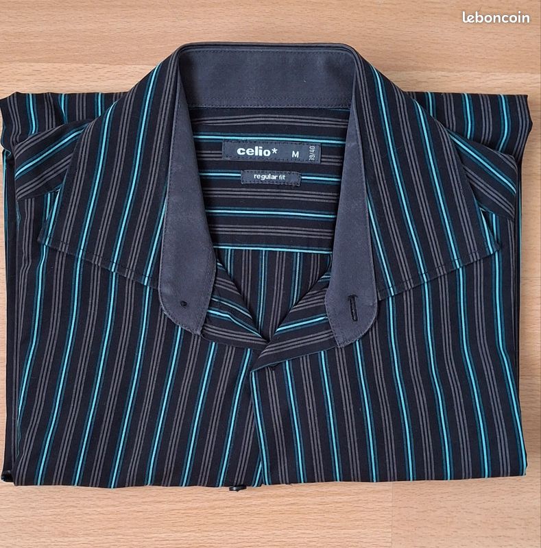 Chemise Homme Célio Pure Coton Couleur Encre Taille XL - Neuf Sans étiquettes Coupe Ajustée