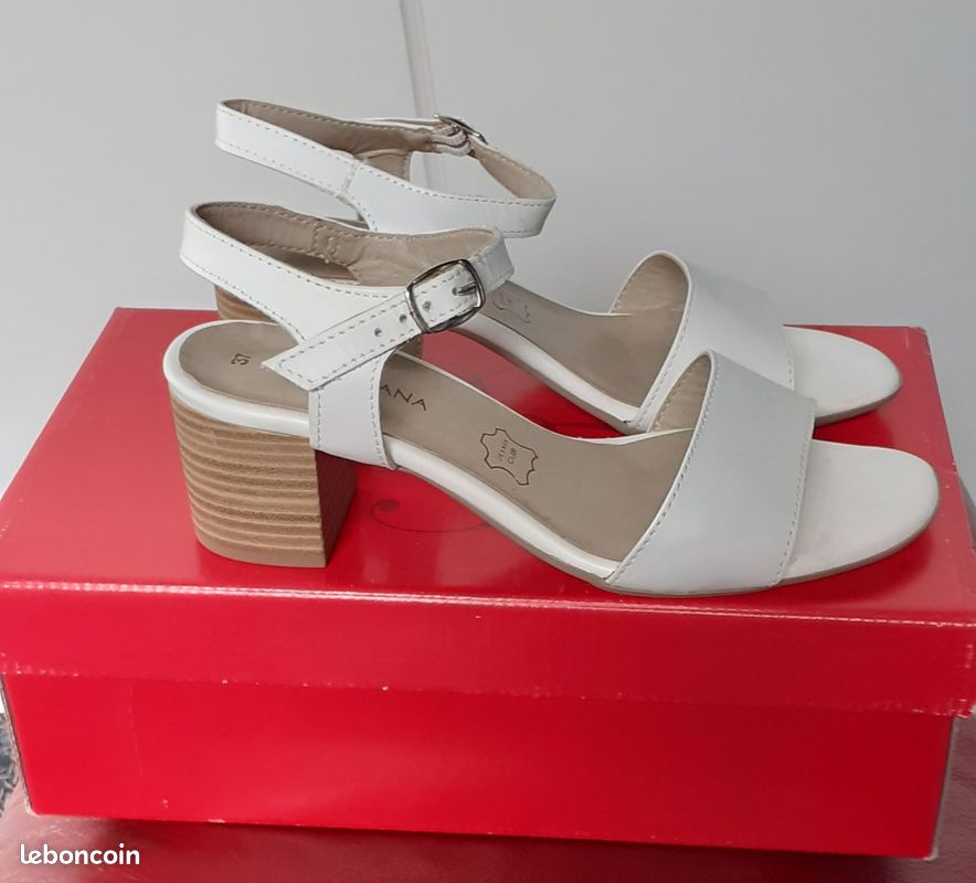 Sandales blanches a talon taille 37 (image 1)
