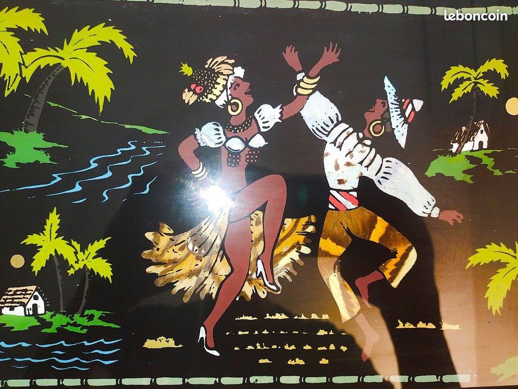 Vintage plateau rio de janeiro danseurs bresiliens marqueterie bresil art deco 37 (image 2)
