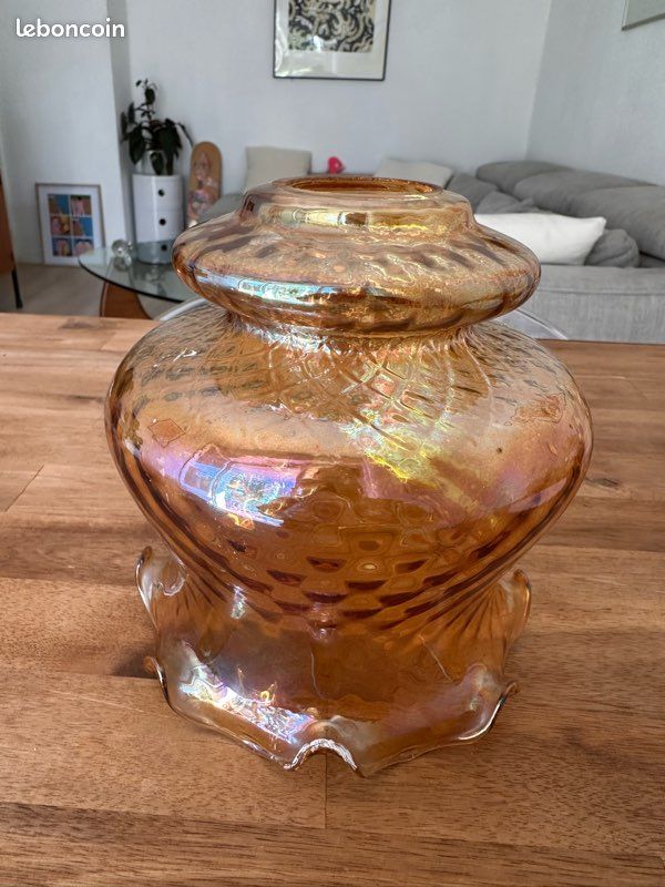 Globe ovale en verre soufflé 27 cm de largeur, 15 cm de profondeur
