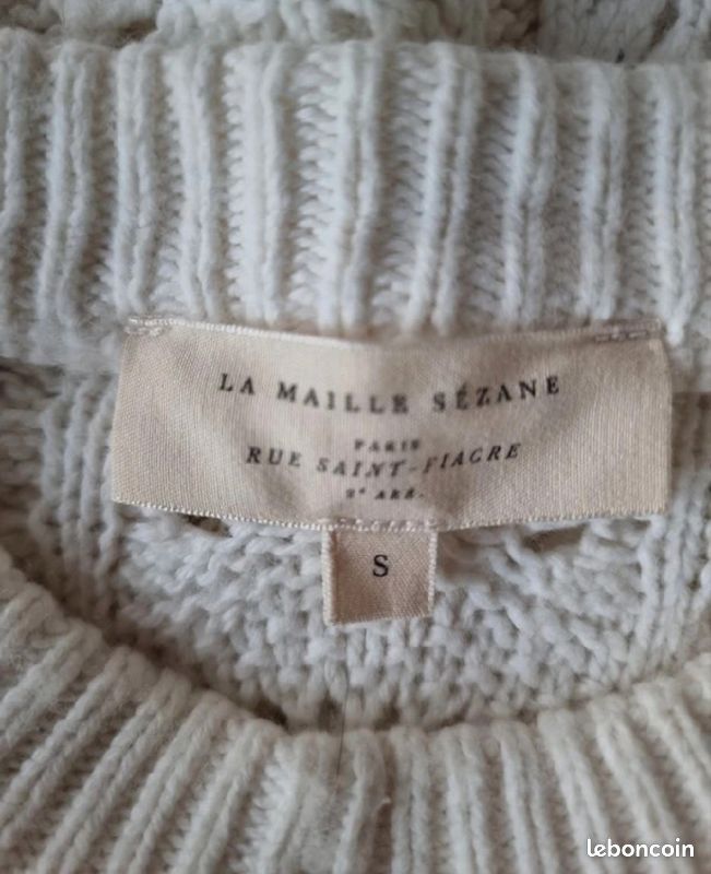 Pull ajouré avec Volants crème coton Sézane taille S 36 (image 6)
