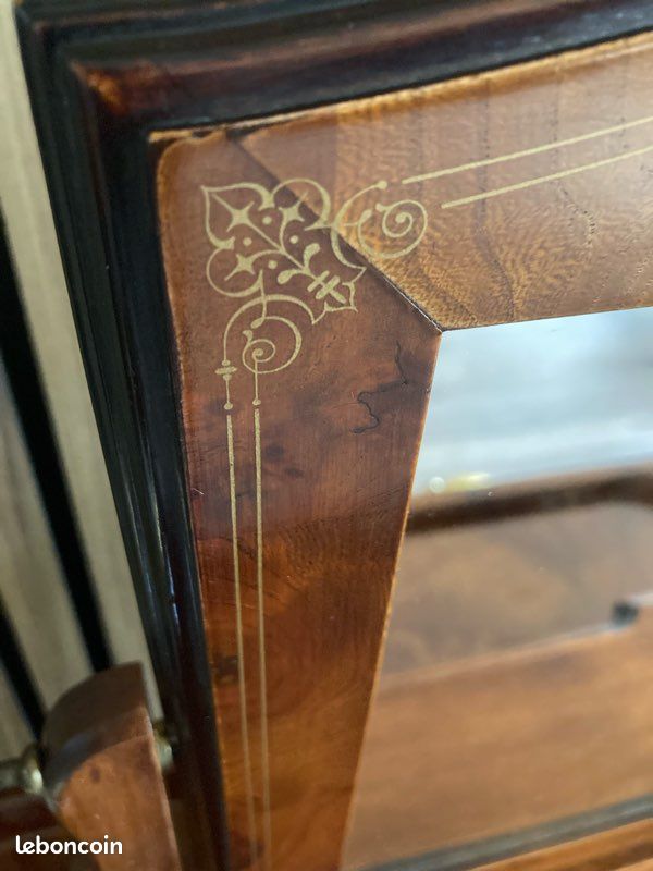 Psyché vintage de table en ronce de noyer et marqueterie (image 4)