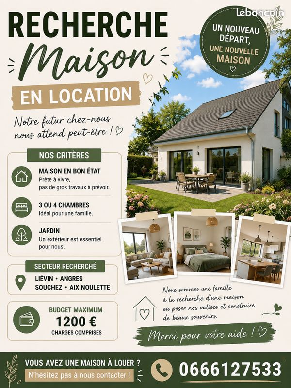 Maison 4 pièces 100 m² · à Liévin · 100 m² · 1 200 €