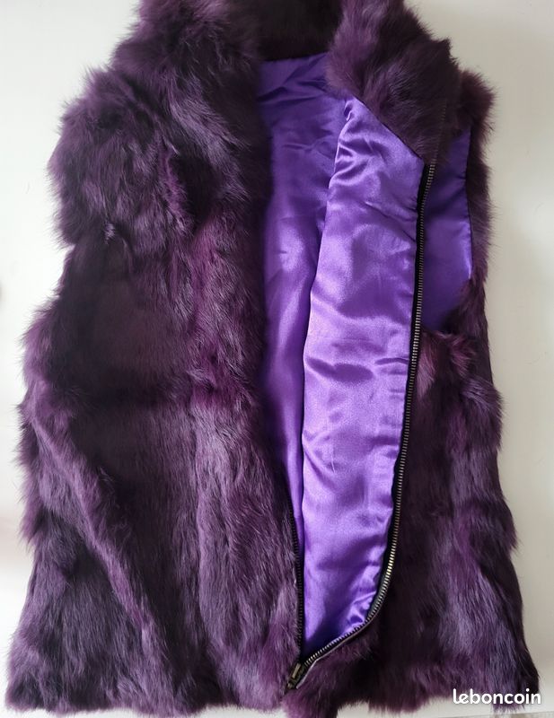 Gilet Femme Noble Outfitters Taille L - Violet Avec Bordure Fausse Fourrure