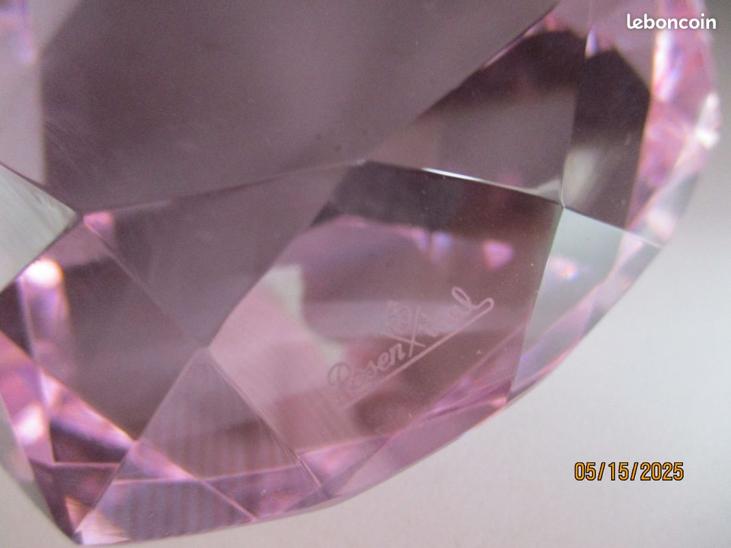 Presse-Papier Cœur Rose En Cristal Baccarat - Modèle Amour, État Parfait