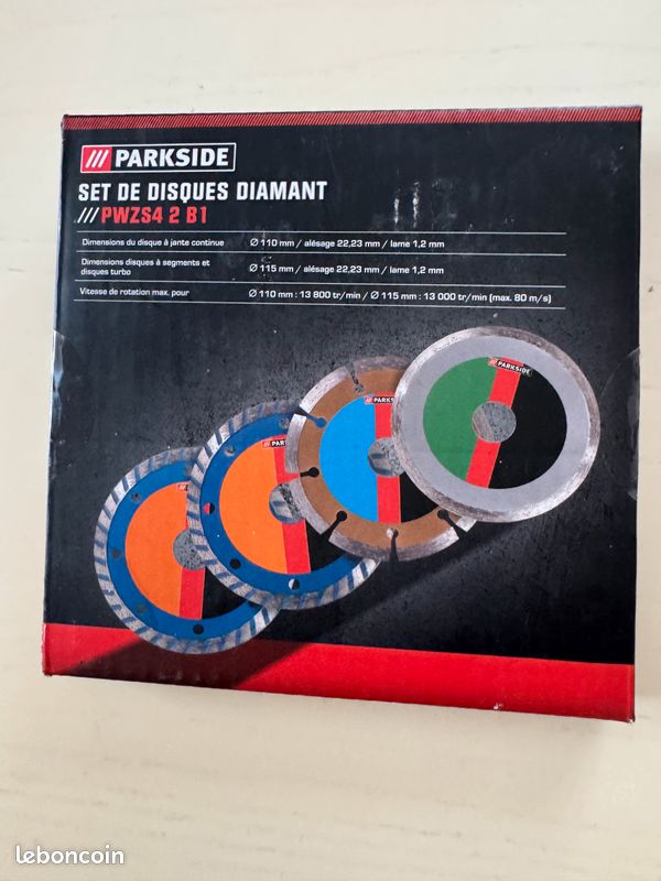 Set De 4 Disques Diamant Parkside Pour Meuleuse - Coupe Béton Et Ciment - Neufs