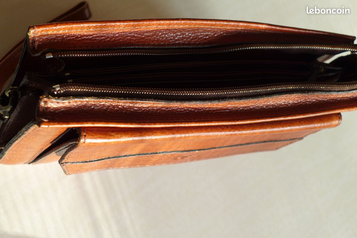 Sacoche / Pochette vintage VD cuir marron homme (image 7)
