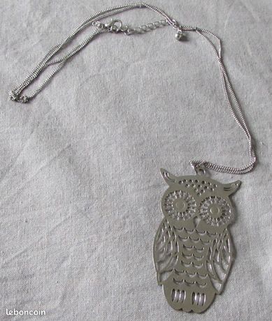 Collier Pendentif Chouette Argenté - Chaîne Jaseron Acier Inoxydable, Neuf Avec étiquettes, Livraison Rapide