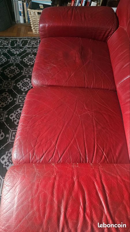 Canapé cuir rouge 2 places (image 6)