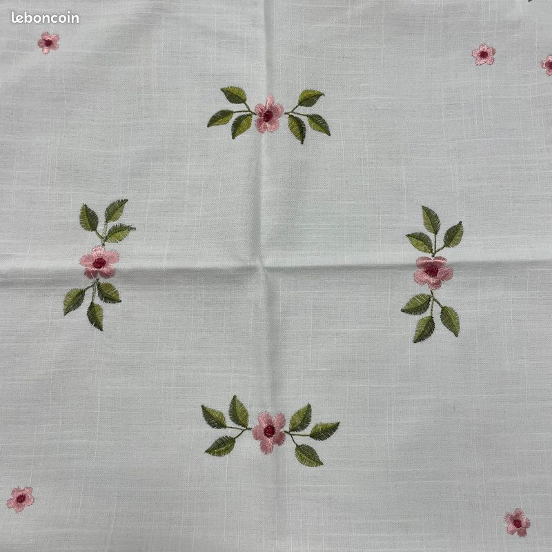 Napperon Centre De Table Carré Blanc 58cm, Broderie Main Renaissance Dentelle