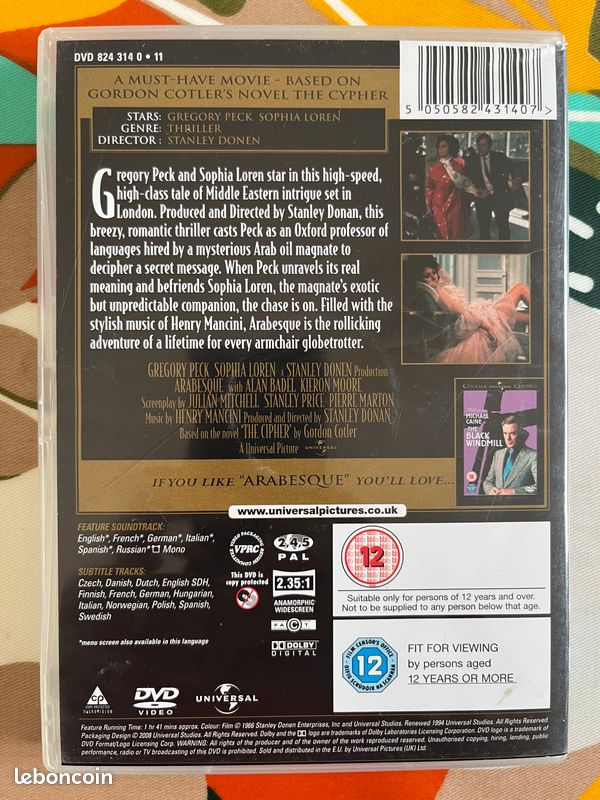 DVD - Arabesque - 1966 - Stanley Donen avec Sophia Loren et Gregory Peck - DVD en excellent état (image 2)