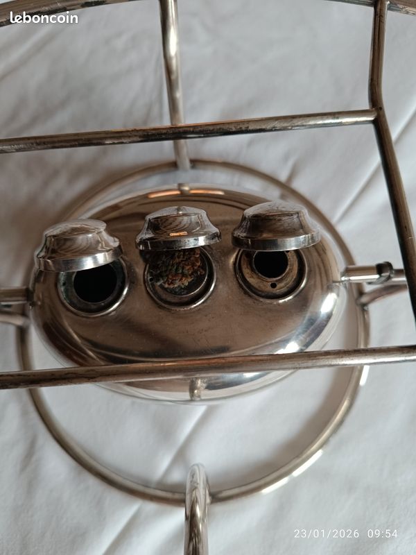 ANCIEN CHAUFFE-PLAT VINTAGE en Fonte Émaillée - Charme Rustique