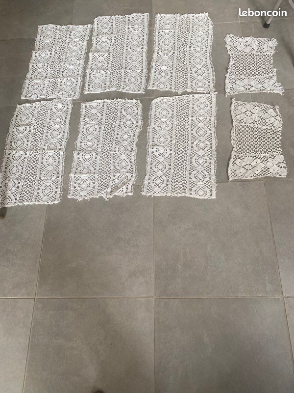 6 tissu ou rideaux anciens brodés (image 1)