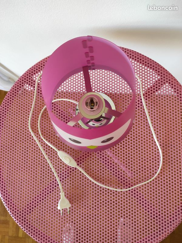 🦉 lampe hibou rose violet 💡 (image 3)