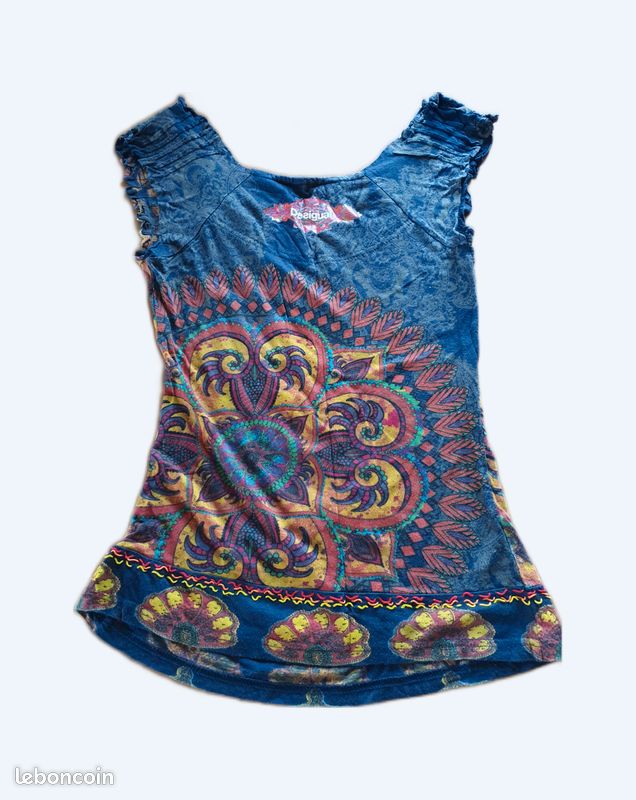 Débardeur Rouge DESIGUAL Taille L – Dos Nu, Viscose – Très Bon état, Style Basique Féminin