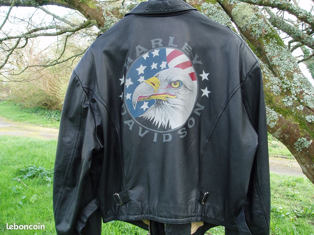 Blouson Bomber Vintage En Cuir Harley-Davidson - État Quasi Neuf - Taille à Vérifier