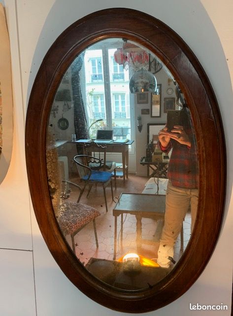 Miroir Mural Rustique Voglauer – Bois Brun, 143x71 Cm, Autriche, Ancien