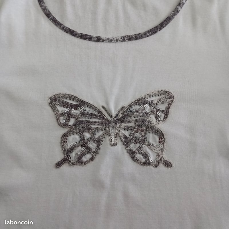 T-shirt femme blanc à motifs Armand Thierry taille M (image 3)