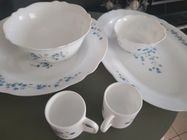 Grand Plat De Service Ovale Arcopal Vintage Motif Myosotis - Blanc, Très Bon état