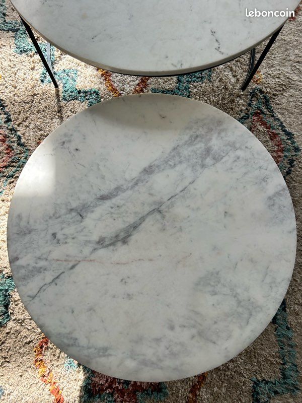 Table gigogne en véritable Marbre d’Octant design (image 3)
