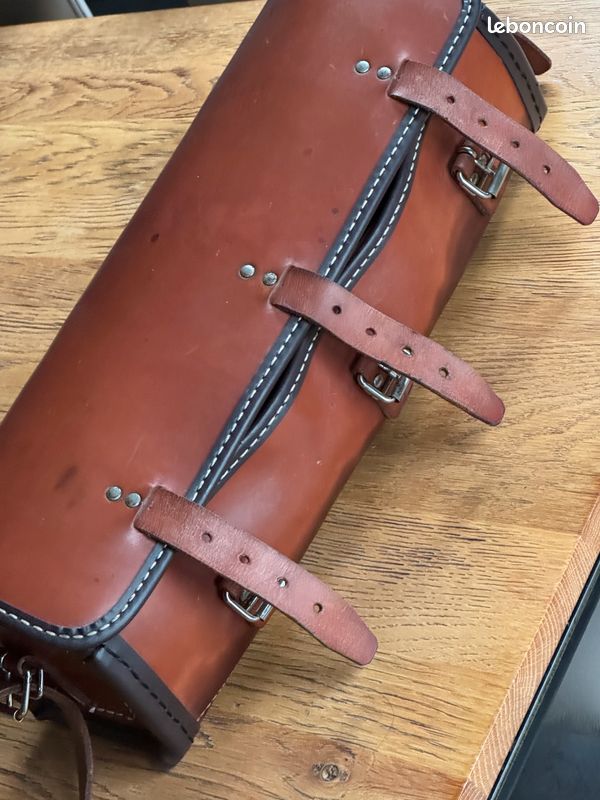 Véritable sacoche à outils en cuir VINTAGE pour moto MARRON sacoche de rangem