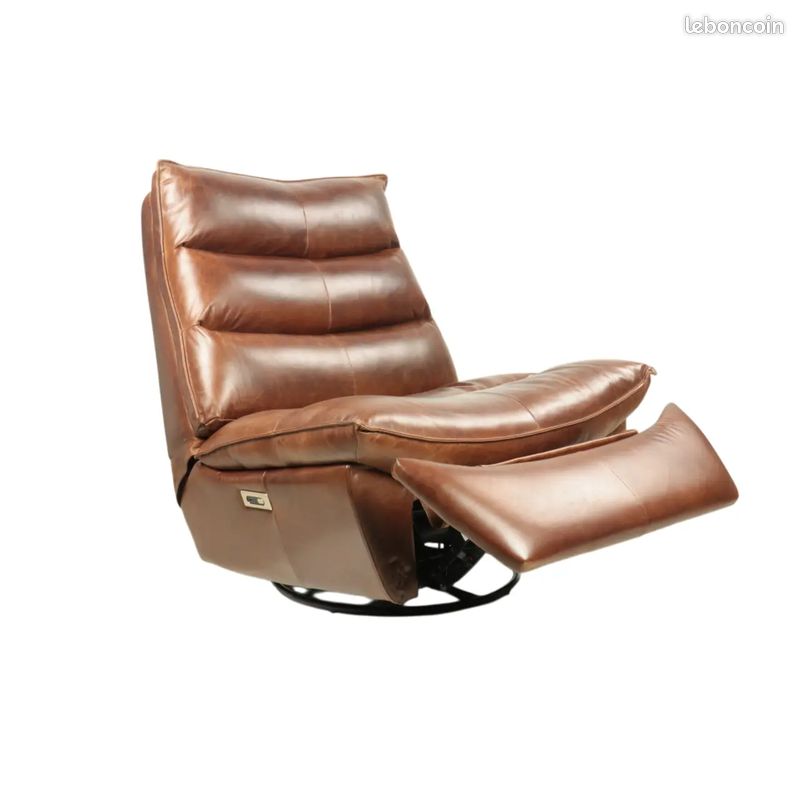 Fauteuil Rocking-chair Relax électrique en cuir - Decoduweb (image 4)